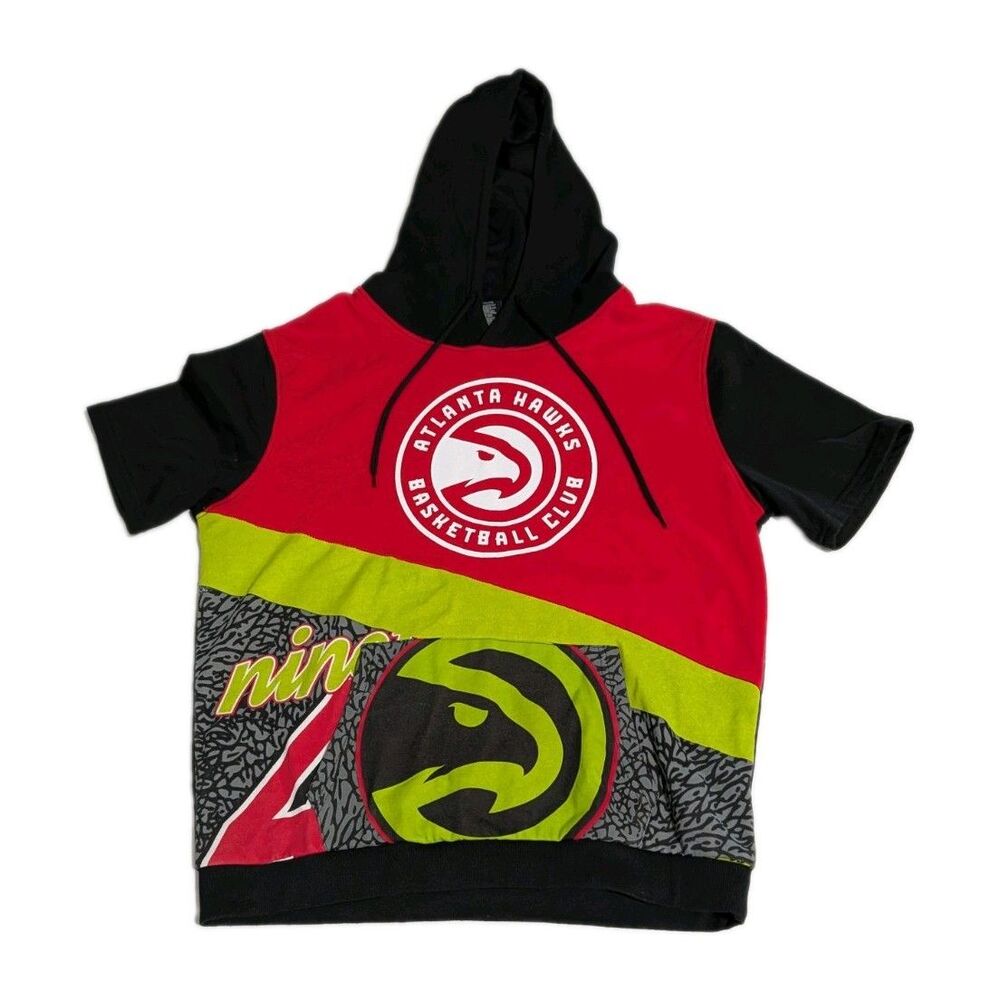 UNK NBA Atlanta Hawks Hoodie Short Sleeve Medium Red Graphic Sweatshirt